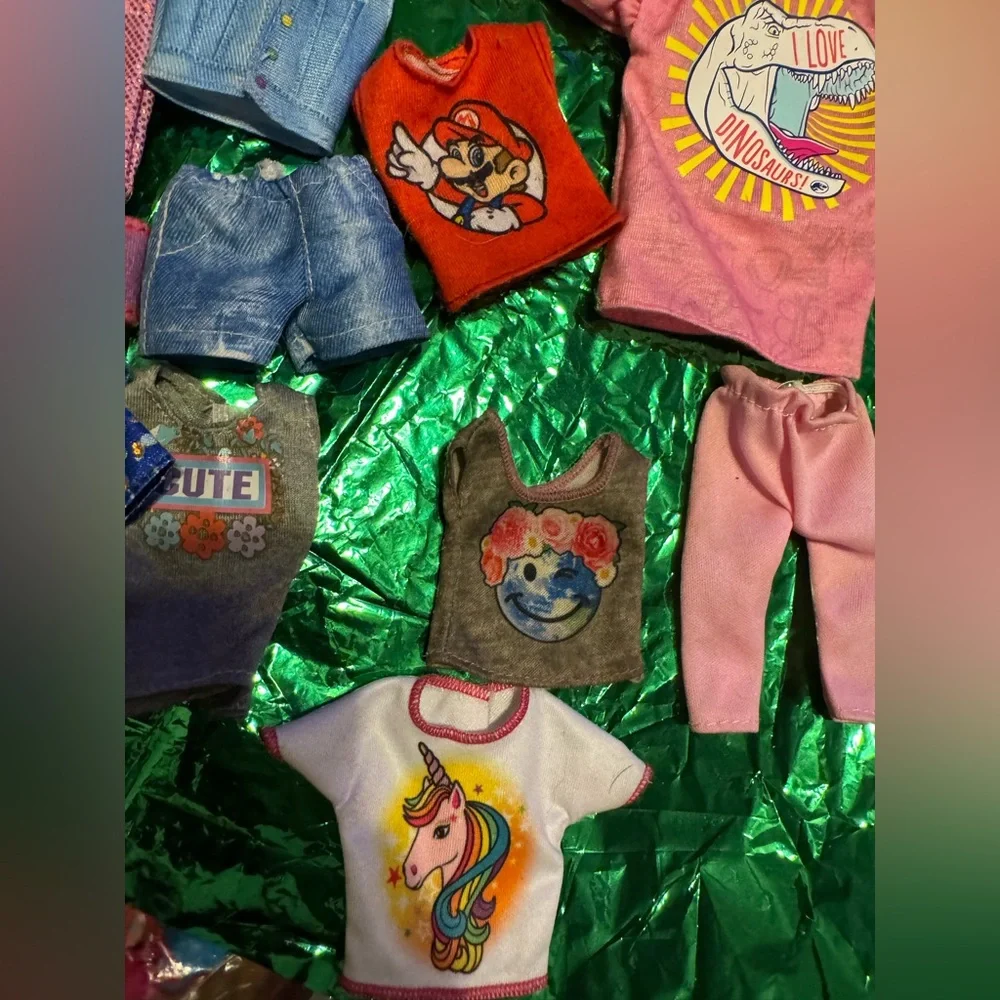 Barbie clothing lot Jurassic park, super Mario